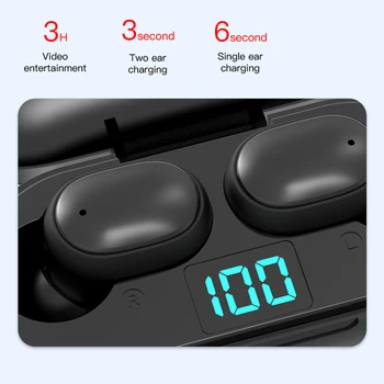 H6 tws trådløse bluetooth-hovedtelefoner hovedtelefoner, musik, led display vandtæt vandtæt sport stereo headset virker på alle telefon