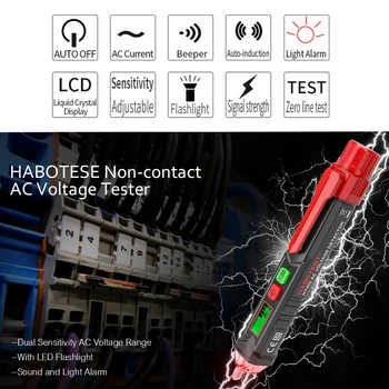 HABOTEST Bærbare Ikke-kontakt AC-Spænding, der Tester Pen Formet V～Alarm Detektor med Lyd og Lys-Alarm