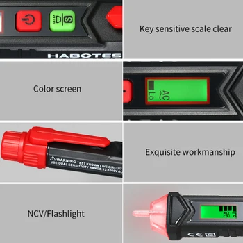 HABOTEST Bærbare Ikke-kontakt AC-Spænding, der Tester Pen Formet V～Alarm Detektor med Lyd og Lys-Alarm