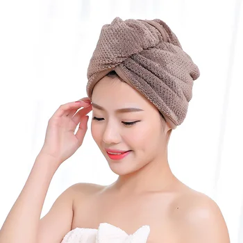 Hair Hætte, Håndklæde Merbau Super Absorberende Hat Kvinder Polyester Bomuld Badeværelse Turban Bløde Hurtig-tør