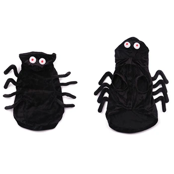 Halloween, Karneval Pet Spider Tøj Festival Dekoration Til Hunde, Katte Sort Part Kjole Op Simulering Plys Spider Kostumer #