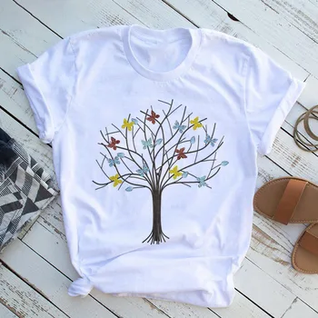 Harajuku Sommer t-shirts Kvinde Butterfly Tree Print-Toppe T-shirt Femme Afslappet Rund Hals Korte Rousing Top t-Shirt ,Drop Skib