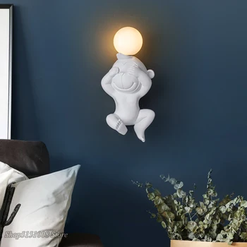 Harpiks Abe Bære Led væglamper Art Deco Hvid Sort Væg lys Til Gangen Spisestue Børn Soveværelse Sengen lamper