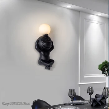 Harpiks Abe Bære Led væglamper Art Deco Hvid Sort Væg lys Til Gangen Spisestue Børn Soveværelse Sengen lamper
