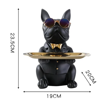 Harpiks Dog Skulptur Bulldog Dekorative Figur Opbevaringsbakke Mønt-Tasten Snack Holder Moderne Kunst Hjem Desktop Ornament, Dekoration