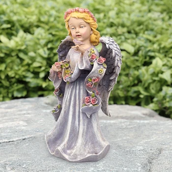 Harpiks Lille Engel Pige Figurer, Landskabspleje, Udendørs Indre Gårdhave Fe Haven Balkon Figur Angel Girl Skulptur Dekoration