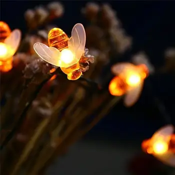 Haven Dekoration Honey Bee Form Gårdhave Træ Udendørs Bee Lys String Interessant Varm Hvid String LED Lys Modeling Lampe