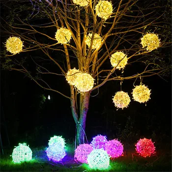 Haven Indretning 20 cm 30 cm Led Takraw Lampe Udendørs Vandtæt Hængende Christmas Tree Dekoration til Hjemmet Bryllup Garland Fe Lys