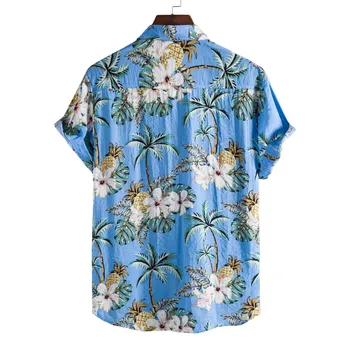 Hawaii Skjorte til Mænd Mode Sommeren Afslappet Trykt Lommer Korte Ærmer Hawaiian Beach Plus Size Sengetøj Mænds Tøj
