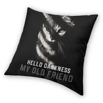 Hello Darkness My Old Friend Smide Pude Dække Polyester Dekorativ Pillow Pet Dyr Kat Fashion Pillowcover Home Decor