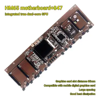 Helt Nye Bundkort HM65+847 Integreret CPU BTC Minging 8 Kreditkort Slots DDR3 Hukommelse Bundkort Til Rx580 1660 3080 3090