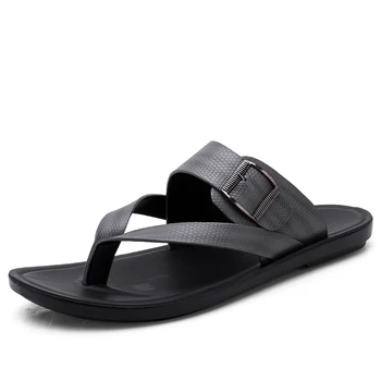 Herre Klip-Klappere Høj Kvalitet Beach Sandaler, Non-slip Mandlige Spænde Læder Tøfler Shoes Hombre Casual Sko Mænd WalkerPeak