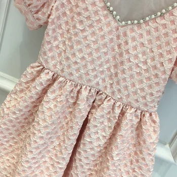 High-end custom børnetøj 2021 sommeren hot nye produkt prinsesse kjole net gaze puff ærmer diamant beaded bue kjole
