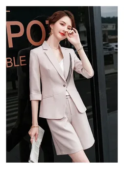 High Street England Style Plus Size To delt Sæt Kvinder Efterår Mode Slank Pels Blazere til Kvinder Toppe Og Shorts, Bukser LS083