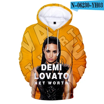 Hip hop Kpop 3D Print, Mænd/Kvinder, Sweatshirts Demi Lovato Trøjer med Lange Ærmer Hætteklædte Plus Size Afslappede Sweatshirts Pullover Toppe