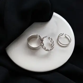 Hip Hop / Rock Metal Geometri Cirkulære Punk Ringe Sæt Åbning Finger Tilbehør Sølv Farve Hale Ring For Kvinder Smykker Gave