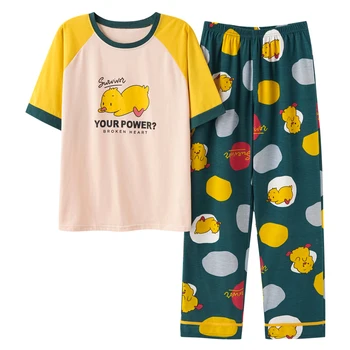 Hjem Tøj til Kvinder Plus Størrelse M-5XL Sommer Pyjamas Pyjamas Kvindelige Korte Ærmer, Lange Bukser, Nattøj Sæt til Sove Værelset Bære