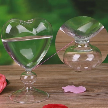 Hjerte Form Glas Flower Pot Desktop Stående Vase Plantageejer Container Hjem Dekoration Wedding Party Indretning
