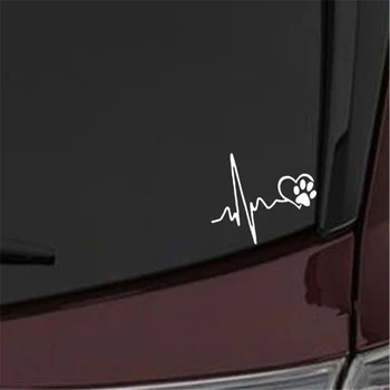Hjertekardiogram Af Kærlighed Dog Pote Print Sjove Bil Klistermærker Auto Tank Reflekterende Vinyl Kreative Sort/Hvid Mærkat KK12*10cm