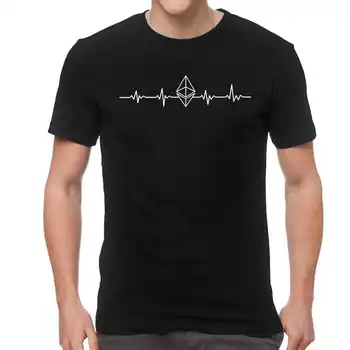 Hjerteslag Ethereum Tshirt Mænd Stilfulde Tees Top Bomuld T-Shirts, Korte Ærmer Valuta Crypto Cryptocurrency ETH T-shirt i Gave