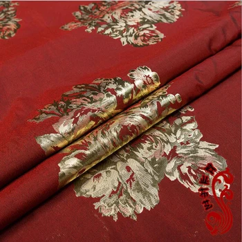 HLQON top kvalitet garn, der er farvet brocade jacquard golden rose polyester stof for at klæde kvinder klude væv patchwork habitbukser