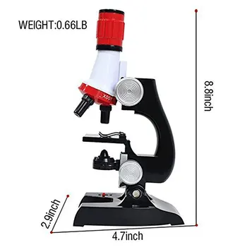 Holdbar Mikroskop Kit Lab LED-100X-1200X Hjem Skole Pædagogisk Legetøj Gave Biologiske Mikroskop For Børn Barn