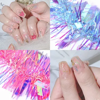 Holo grafisk Transfer Folie Laser Strip Mærkat Manicure Tips Nail Art værktøj, Glas Papir Gradient Skinnende Spejl Wrap Aurora Film