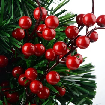 Hot 20PCS Kunstige Røde Bær Falske Blomster, Frugter, Bær Stammer Håndværk Buket Blomster til Bryllup Christmas Tree Dekoration