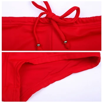 Hot Engros Sløjfeknude Røde Bikini Sæt Bøjle Bh Badetøj Push Up Badetøj Snøre To Stykker Badedragt Drop Shipping