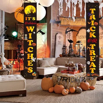 HOT Halloween Trick or Treat Banner Det er Hekse Hængende Veranda Tegn Banner til Halloween Gate Garden Home Party Dekorationer
