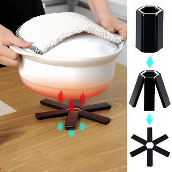 Hot Salg Black Kreative Sammenklappelig Pot Holder Varme-resistente Din Tabel Mat Anti-skoldning, Non-slip Køkken spisebord Isolering Mat