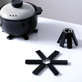 Hot Salg Black Kreative Sammenklappelig Pot Holder Varme-resistente Din Tabel Mat Anti-skoldning, Non-slip Køkken spisebord Isolering Mat