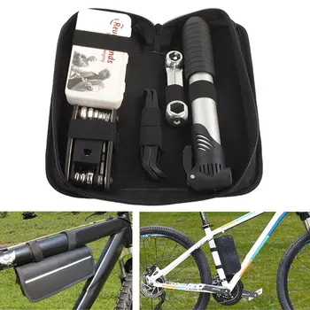 HOT Salg Cykel Værktøj Taske Multi-funktion Folde Dæk Reparation Kits Multifunktionelle Kit Sæt Med Etui Pumpe til bike Cykel