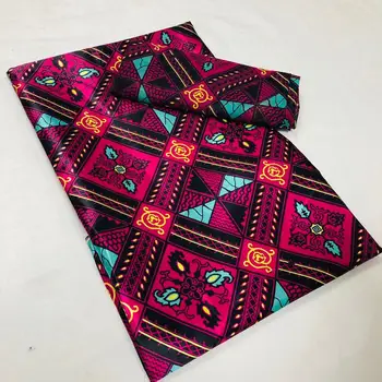 Hot salg Gahna Stil silke satin stof med chiffon stof Afrikanske voks design 4yards +2yards pr sæt