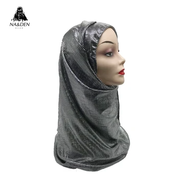 Hot salg Islamiske hijab mousserende pashmina muslimske hoved tørklæde bandana glitter lyddæmper hijab shimmer sjaler solid tørklæde 10stk\masse