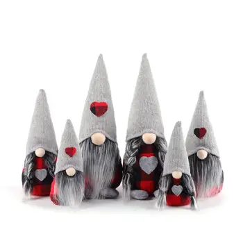 Hot salg!! Jul gingham ansigtsløse lange skæg grå hat dukke Jul kreativ gave til børn vindue Christmas tree dekoration