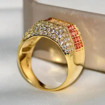 Hot Salg Ny Rød Hvid Ædelsten Engagement Ring Luksus Elegante Europæiske og Amerikanske Damer Ring