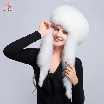 Hot Salg Pels Hat Til Kvinder Naturlige Fox Fur Russisk Ushanka Hatte Vinteren, Varm, Ører Mode Bombefly Cap Nye Ankomst