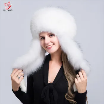 Hot Salg Pels Hat Til Kvinder Naturlige Fox Fur Russisk Ushanka Hatte Vinteren, Varm, Ører Mode Bombefly Cap Nye Ankomst