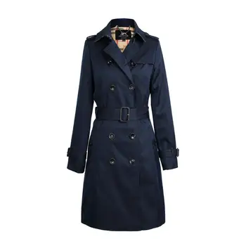 Hot Sælger Mid-længde Trench Coat Kvinder Dobbelt Breasted Britisk Stil Klassisk Trench Coat