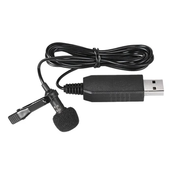 Hot-Transportabel Mini-Clip-on Retningsuafhængig Stereo USB-Mikrofon, der er Velegnet til PC-Computer, Sort 150cm