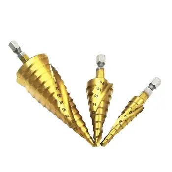 HSS Lige Rille Pagode Boret 4-12mm 4-20mm 4-32mm Power Tools Metal Høj Hastighed Trin Boret Spiral Rillede
