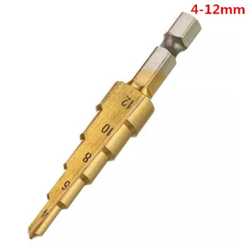 HSS Titanium Belagt Trin Boret 3-13mm/3-12mm/4-12mm/4-20 mm Trin Kegle Metal-Boret Med Automatisk Center Pin-Punch