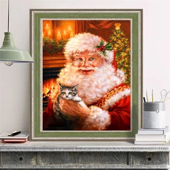 HUACAN Fuld Pladsen Diamant Maleri Santa Claus 5D DIY Diamant Broderi Jul Mosaik Rhinestone Dekoration Santa Claus