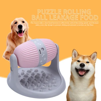 Hvalp Rullende Slow Food Toy Justerbar Højde Hund Kat Lækage Bold Puzzle-Platform Kvælning Pet Feeding Bowl Toy Pet Supplies