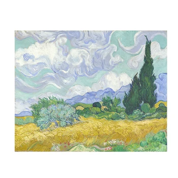 Hvedemark med Cypresser Af Van Gogh Olie Maleri på Lærred Plakater og Prints Cuadros Væg Kunst Billeder til stuen