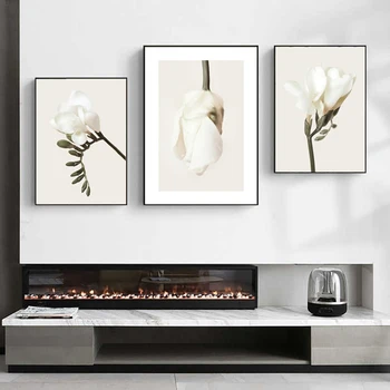 Hvid Magnolia-Blomst plakater og Prints i Sort Kvinde Kunst Maleri Moderne Stue Sofa Midtergangen Baggrund Væggen Dekorative Billeder