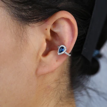 Hvid rød grøn blå farverige dråbeformet cz cubic zirconia ingen piercing ear cuff clip-on øreringe 1 stykke