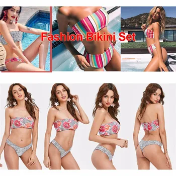 HYCOOL Hot Stil Bikini Sæt Jamaica Flag Med Træ Print Kvindelige Sexet Badetøj Stranden Bandeau Badetøj 2stk Svømmetur Dragter, купальник