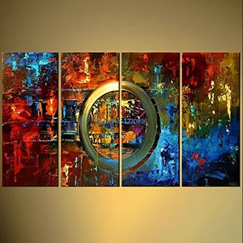 Hånd-Malet Væg Kunst, Udsmykning, Maleri, Farverig Abstrakt oliemaleri Håndmalet på Lærred Unikke Kniv Cirkel Canvas Billeder